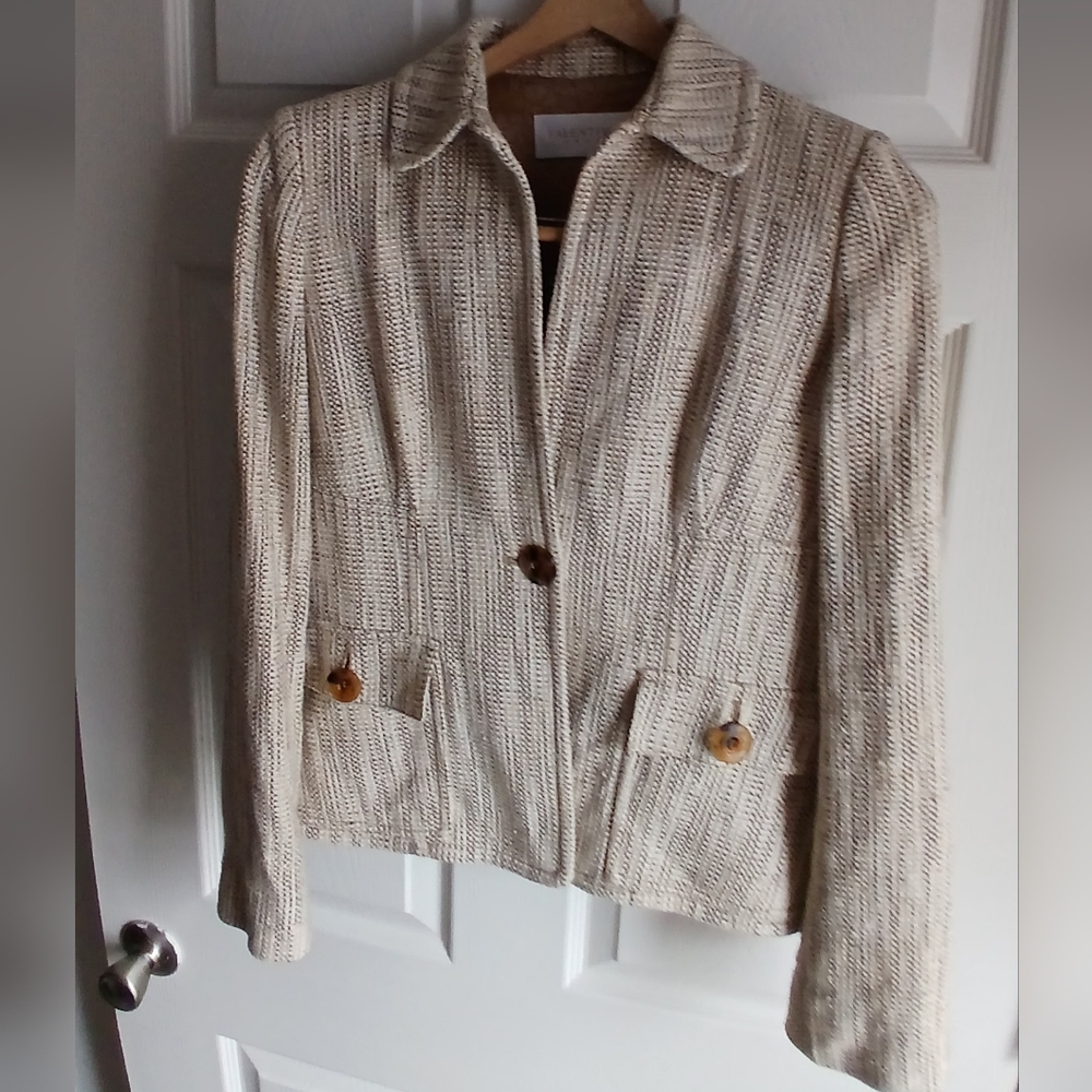 Valentino Cream Textured Suit Jacket